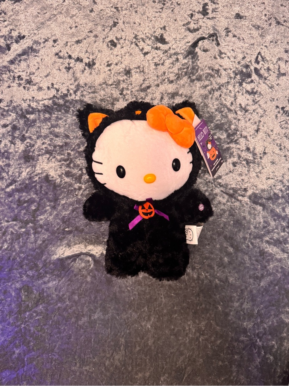 Hello Kitty Black Plush Halloween Costume with Orange Bow